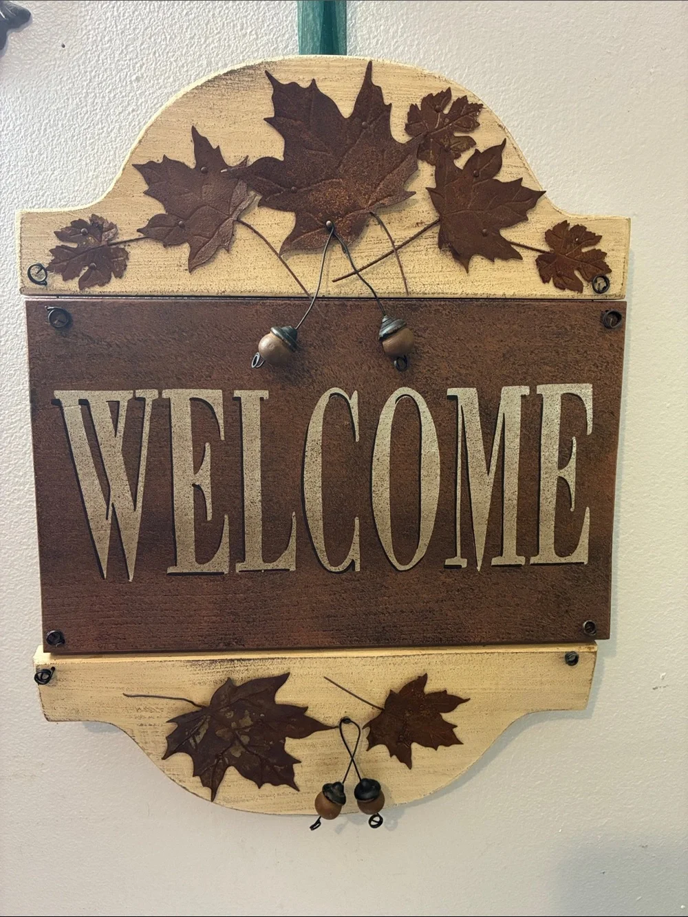 Welcome Wall Sign - Rustic Brown and Cream Home Wall Decor